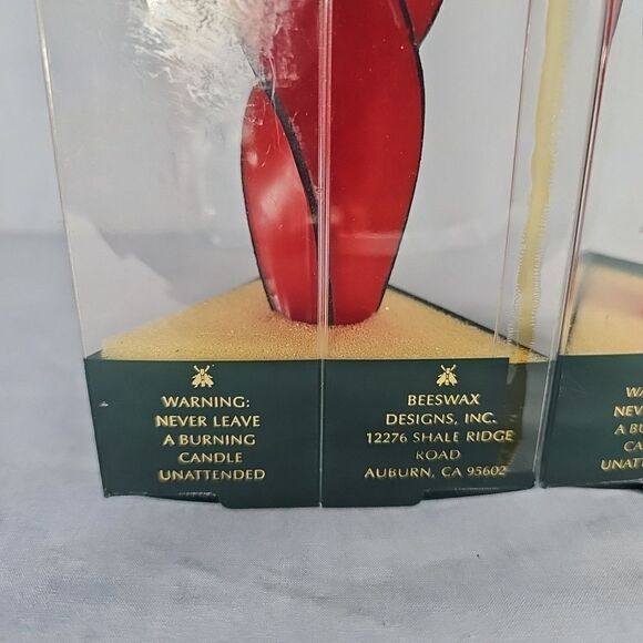 Swirl Red Candle Taper BeesWax Design Spiral Set of 2 VTG USA Cali 8.5'' NIB - Picture 7 of 16